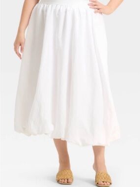 a new day White Pleated Midi Skirt